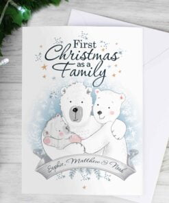 Personalised Polar Bear ‘1st Christmas As A Family’ Card