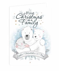 Personalised Polar Bear ‘1st Christmas As A Family’ Card