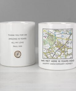 Personalised Present Day Map Compass Mug