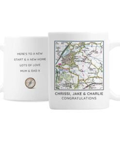 Personalised Present Day Map Compass Mug
