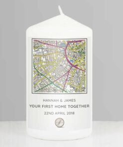 Personalised Present Day Map Compass Pillar Candle