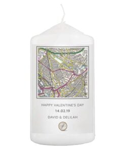 Personalised Present Day Map Compass Pillar Candle