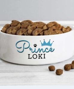 Personalised Prince 14cm Medium Ceramic White Pet Bowl