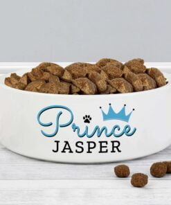 Personalised Prince 14cm Medium Ceramic White Pet Bowl