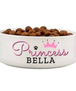 Personalised Princess 14cm Medium Ceramic White Pet Bowl
