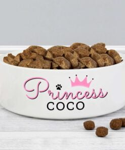 Personalised Princess 14cm Medium Ceramic White Pet Bowl
