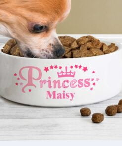 Personalised Princess 14cm Medium White Pet Bowl