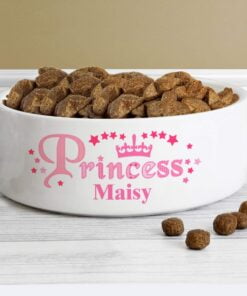 Personalised Princess 14cm Medium White Pet Bowl