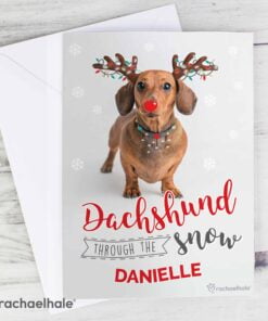 Personalised Rachael Hale Christmas Dachshund Through the Snow Card