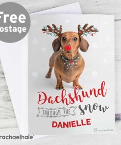 Personalised Rachael Hale Christmas Dachshund Through the Snow Card