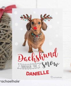 Personalised Rachael Hale Christmas Dachshund Through the Snow Card