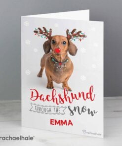Personalised Rachael Hale Christmas Dachshund Through the Snow Card