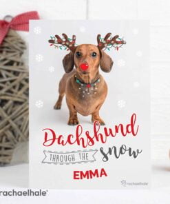 Personalised Rachael Hale Christmas Dachshund Through the Snow Card