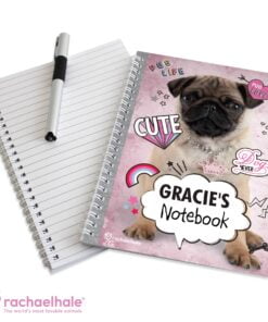Personalised Rachael Hale Doodle Pug A5 Notebook