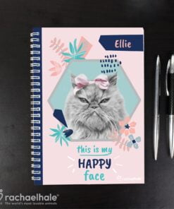 Personalised Rachael Hale ‘Happy Face’ Cat A5 Notebook