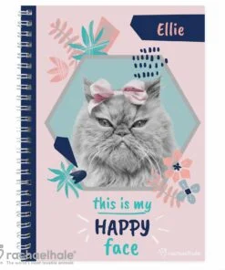 Personalised Rachael Hale ‘Happy Face’ Cat A5 Notebook