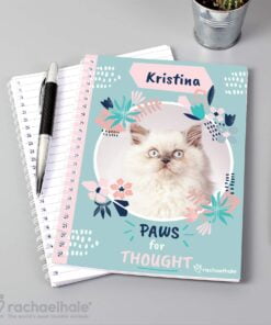 Personalised Rachael Hale ‘Paws for Thought’ Cat A5 Notebook