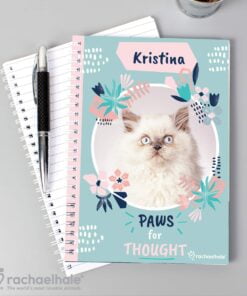 Personalised Rachael Hale ‘Paws for Thought’ Cat A5 Notebook