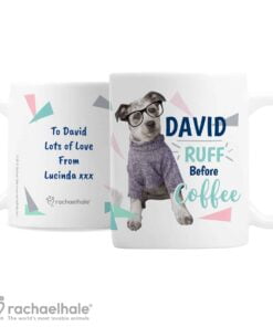 Personalised Rachael Hale ‘Ruff Before Coffee’ Dog Mug