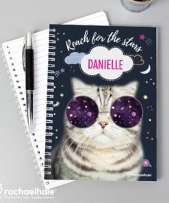 Personalised Rachael Hale Space Cat A5 Notebook