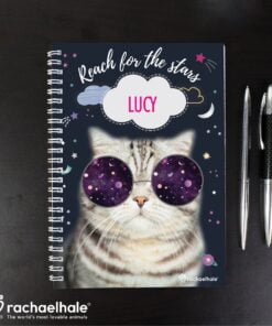 Personalised Rachael Hale Space Cat A5 Notebook
