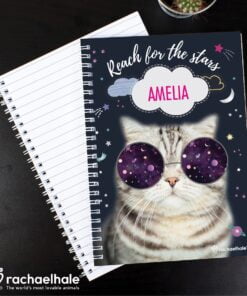 Personalised Rachael Hale Space Cat A5 Notebook