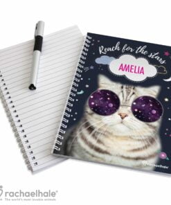 Personalised Rachael Hale Space Cat A5 Notebook