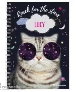 Personalised Rachael Hale Space Cat A5 Notebook