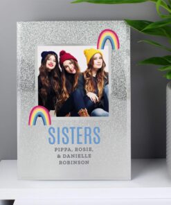 Personalised Rainbow 4×4 Glitter Glass Photo Frame