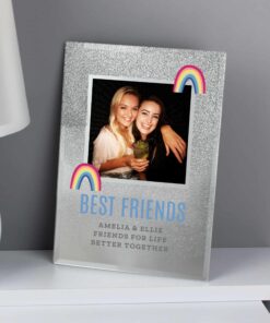 Personalised Rainbow 4×4 Glitter Glass Photo Frame