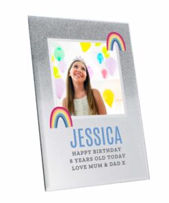 Personalised Rainbow 4×4 Glitter Glass Photo Frame
