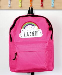 Personalised Rainbow Pink Backpack