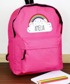 Personalised Rainbow Pink Backpack