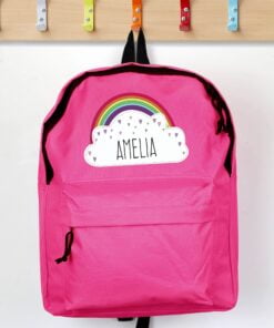 Personalised Rainbow Pink Backpack