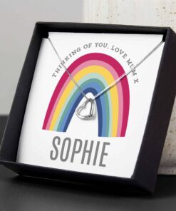 Personalised Rainbow Sentiment Silver Tone Necklace and Box