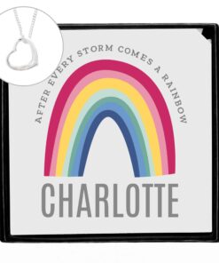 Personalised Rainbow Sentiment Silver Tone Necklace and Box