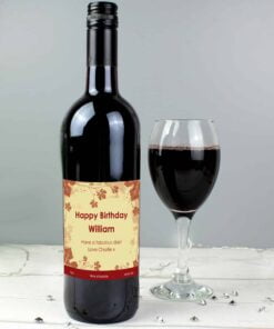 Personalised Red Wine Ivy Label with Gift Box