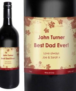 Personalised Red Wine Ivy Label with Gift Box