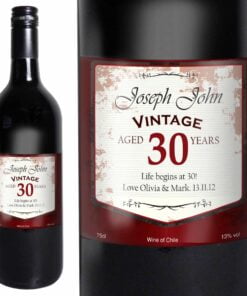 Personalised Red Wine Vintage Age Label