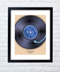 Personalised Retro Vinyl Black Framed Print