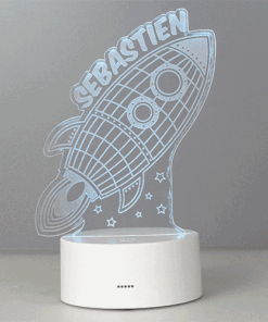 Personalised Rocket LED Colour Changing Wireframe Night Light