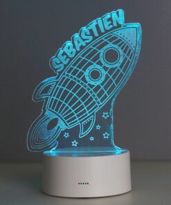 Personalised Rocket LED Colour Changing Wireframe Night Light