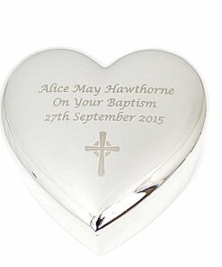 Personalised Rosary Beads and Cross Heart Trinket Box