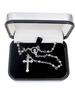 Personalised Rosary Beads and Cross Trinket Box