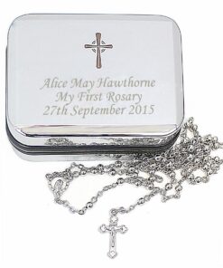 Personalised Rosary Beads and Cross Trinket Box