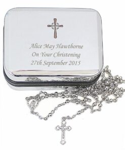 Personalised Rosary Beads and Cross Trinket Box