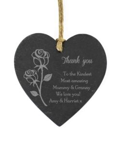 Personalised Rose Slate Heart Decoration
