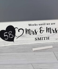 Personalised Rustic Chalk Countdown Wooden Block Sign