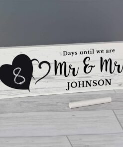Personalised Rustic Chalk Countdown Wooden Block Sign