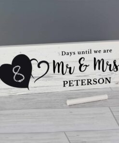 Personalised Rustic Chalk Countdown Wooden Block Sign